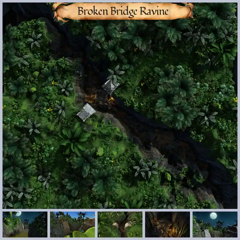 Discover Broken Bridge Ravine: Free DnD / TTRPG Maps