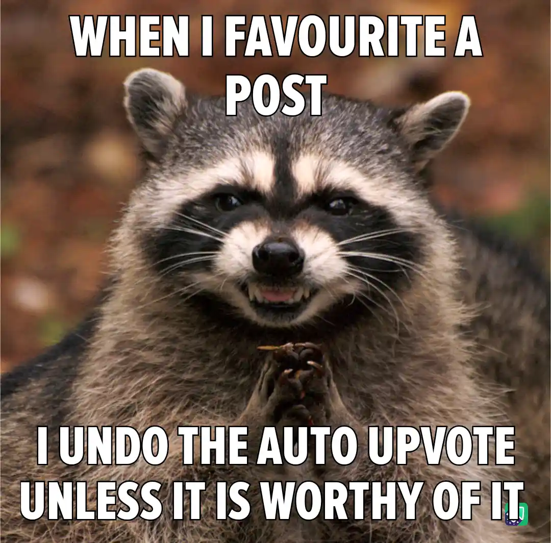 A close-up photo of a raccoon with a smug, self-satisfied expression, its paws clasped together in front of its chest. The…