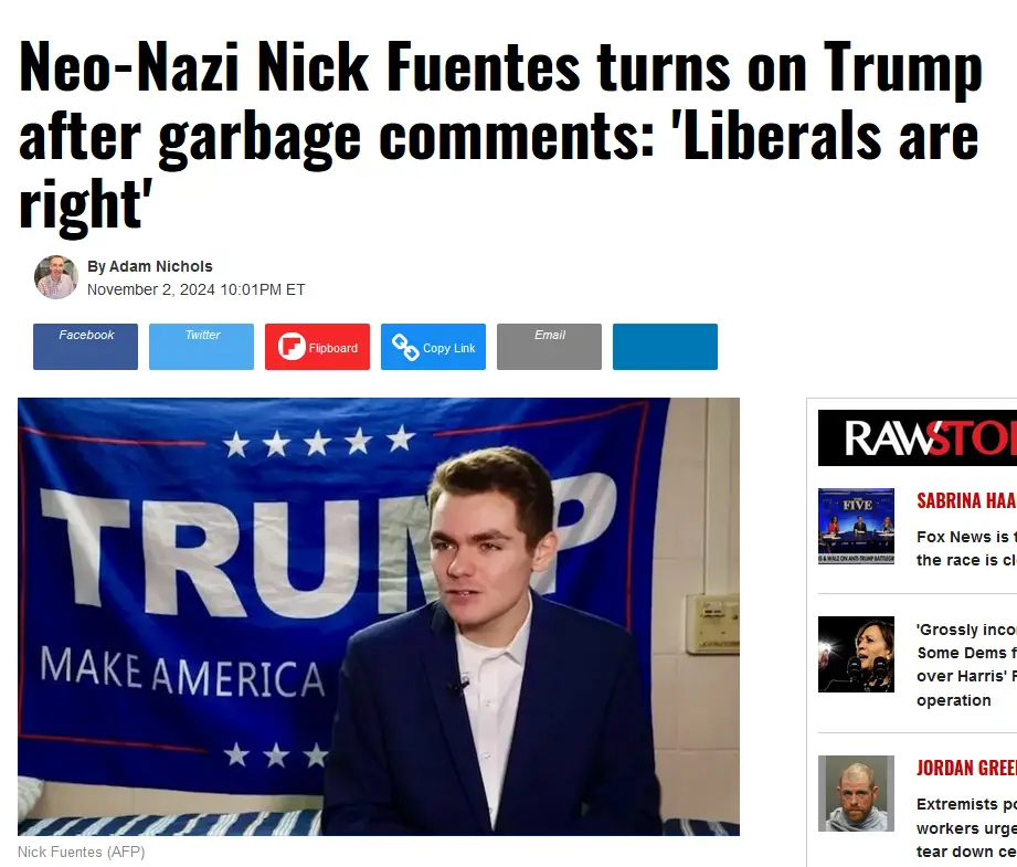 The first rat to abandon ship: a Nazi incel man-child makes his exit.