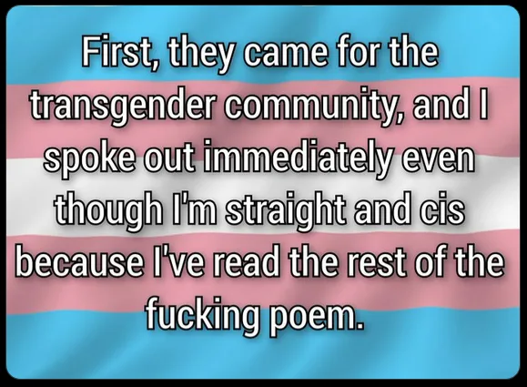 The image displays the transgender flag, which has five horizontal stripes: light blue, pink, white, pink, and light blue…