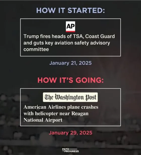 A meme comparing two news headlines from January 2025, showing a 'before' and 'after' scenario. The top section, labeled…