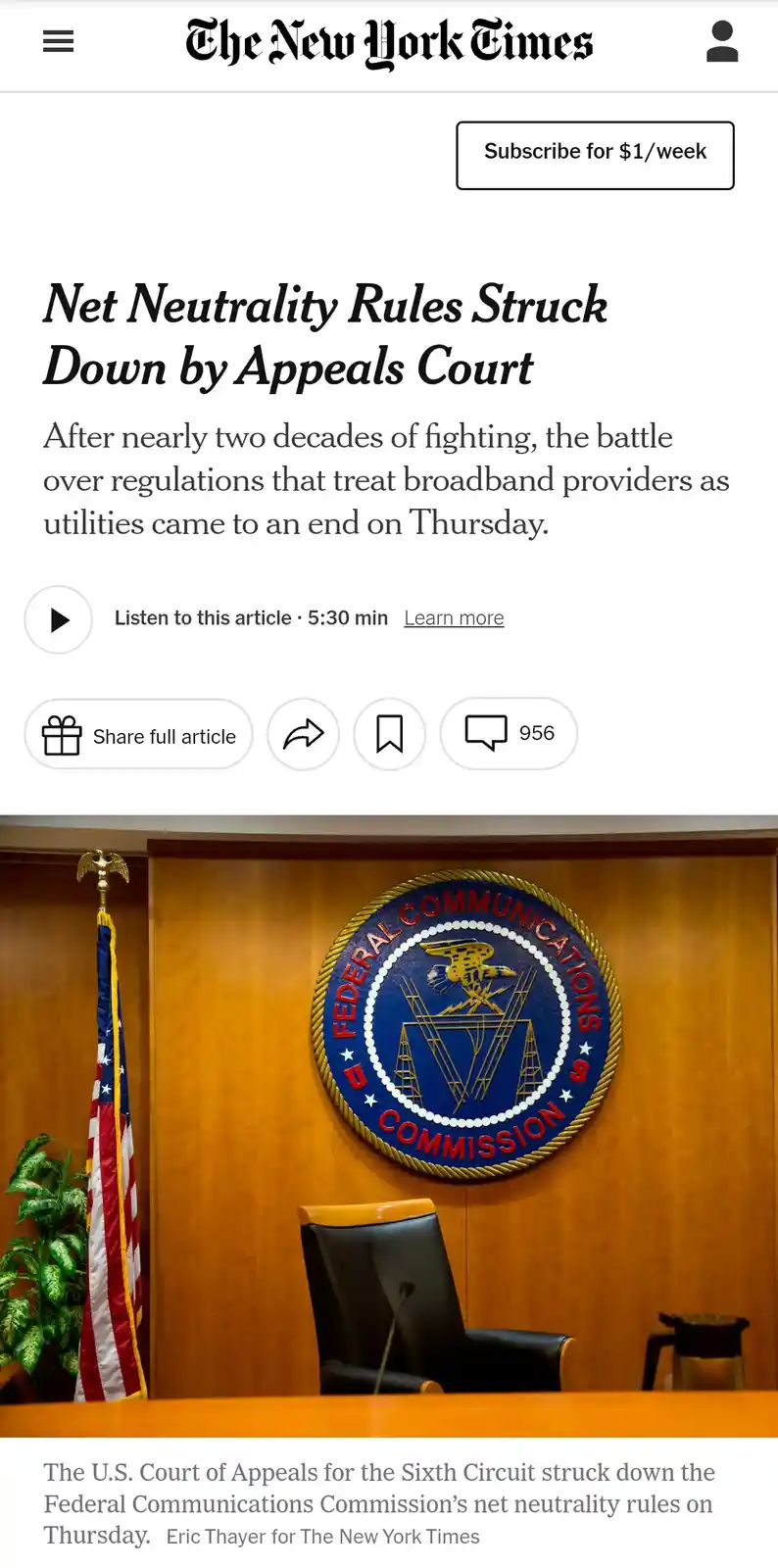 The 6th Circuit's Bold Decision to End Net Neutrality