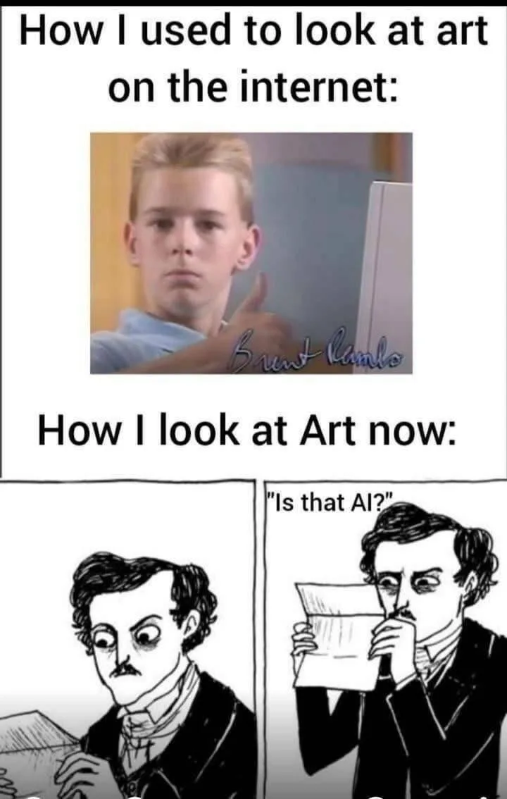 The meme contrasts two panels: the top shows a young boy giving a thumbs-up while looking at a computer screen, captioned…