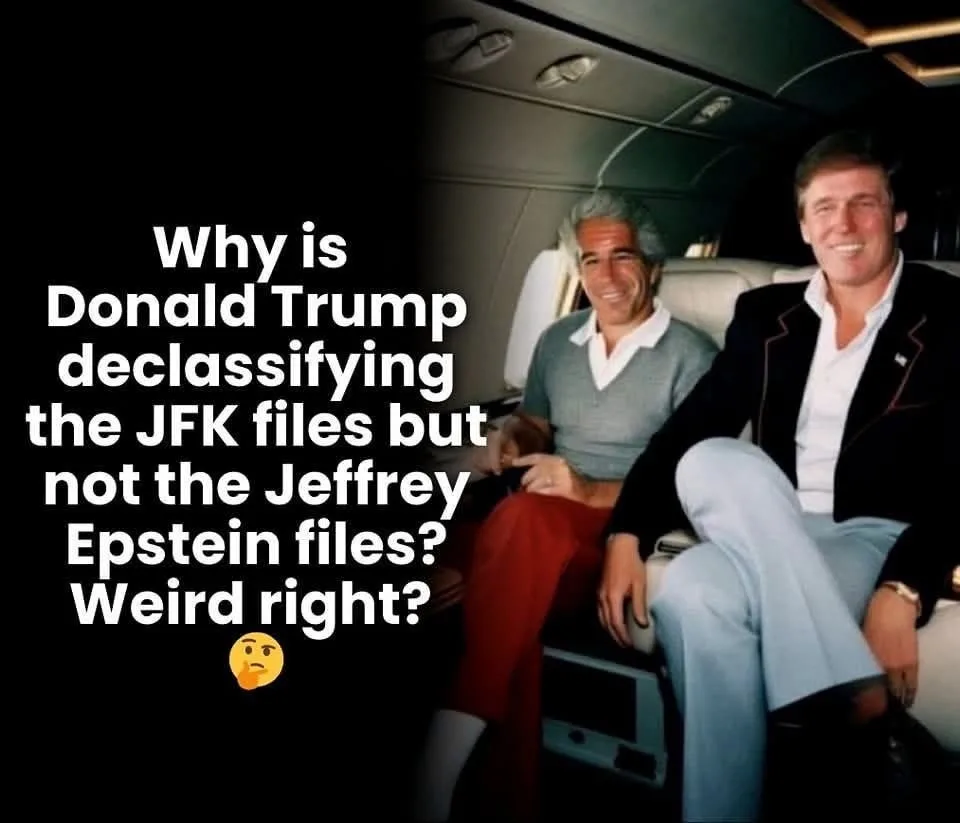 A vintage photo shows two men seated inside a private jet. The man on the right, younger Donald Trump, smiles broadly while…