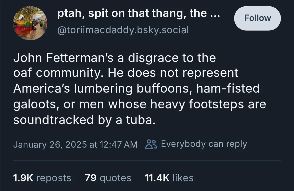 A screenshot of a social media post with a dark background, showing a user's profile picture, username, and a long text post…