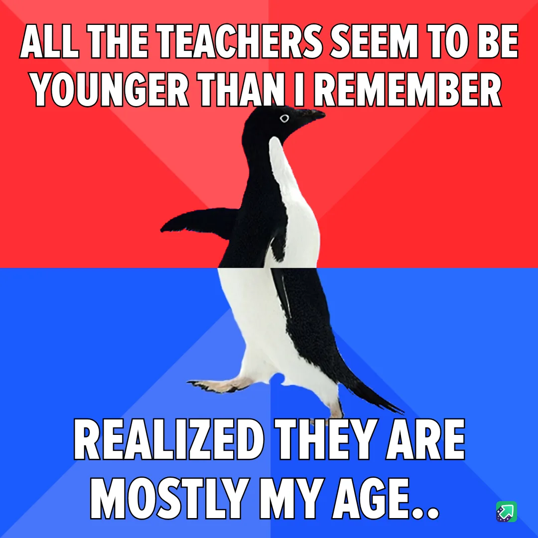 A black-and-white penguin stands centered against a red-and-blue background, with bold white text at the top reading 'ALL…
