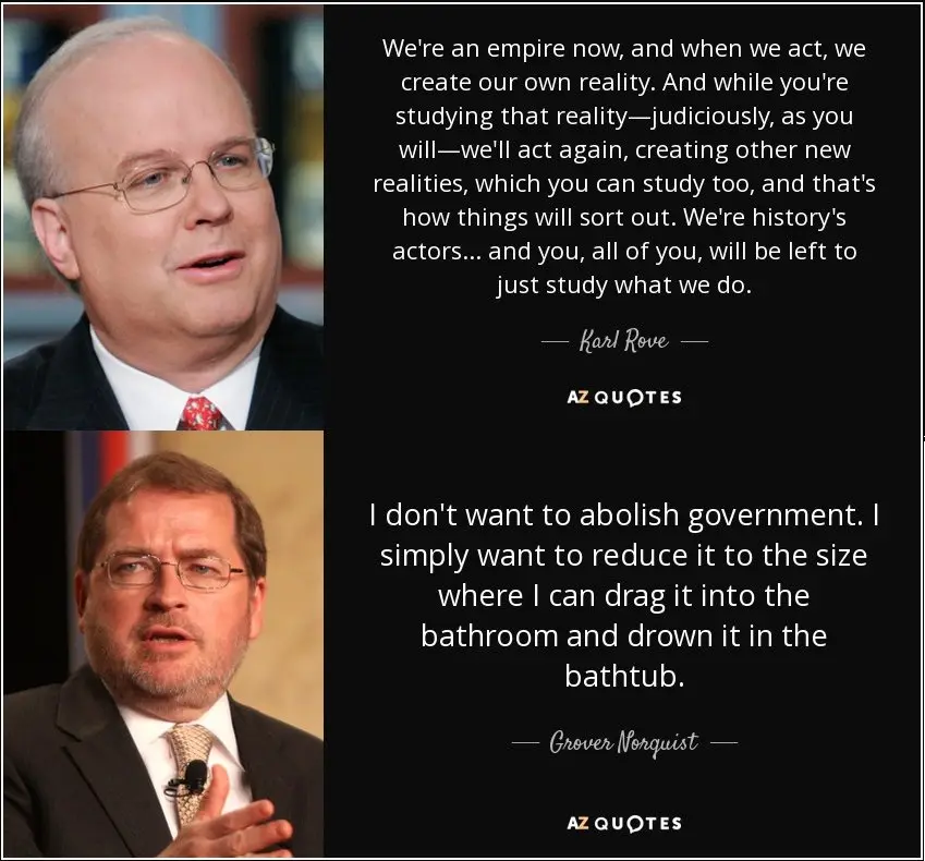 The image displays two separate photos of men in suits and glasses, each paired with a quote attributed to them. The top…