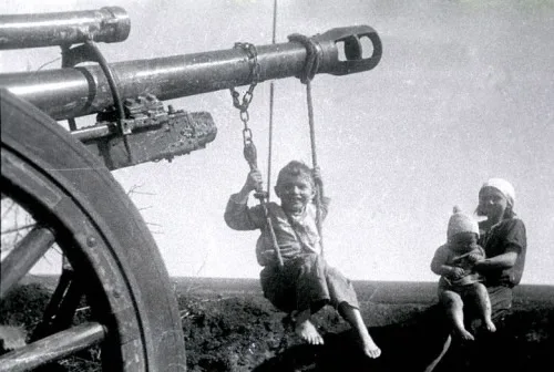 A Child's Playtime on a Forgotten German Gun in Ukraine, 1944