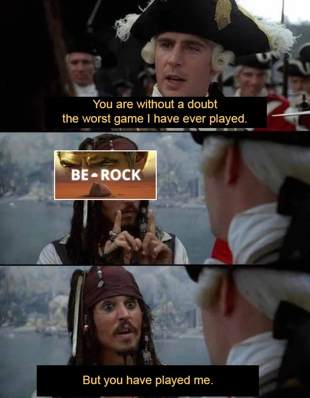 A three-panel meme using scenes from the 'Pirates of the Caribbean' movie. The top panel shows a captain saying 'You are…