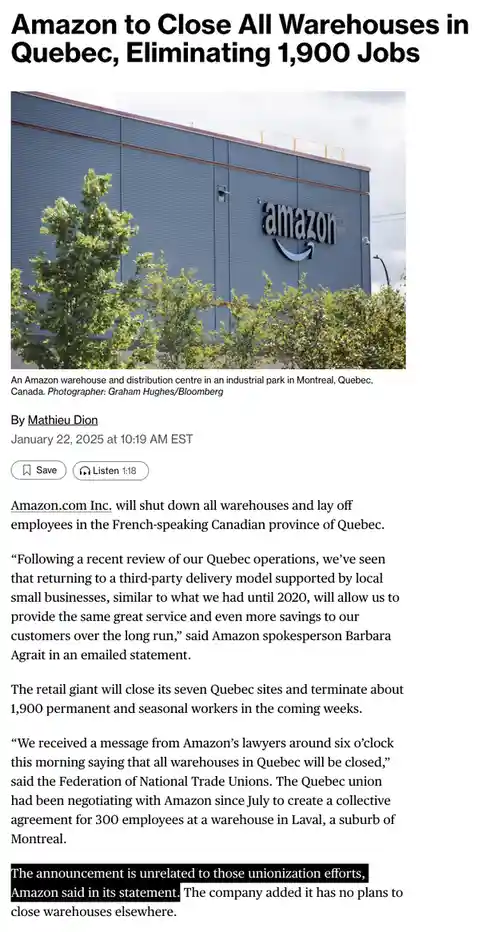 Amazon's Fear of Unions: They'd Rather Close Up Shop Than Let Workers Organize
