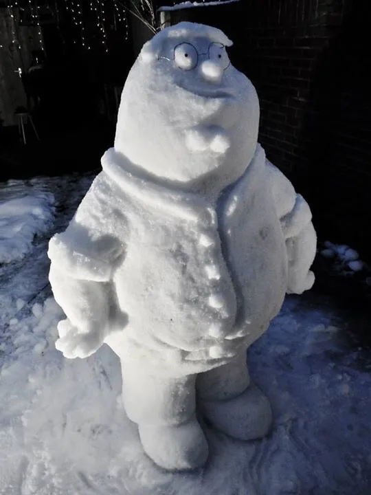 A friend of mine just sculpted Peter out of snow - how cool is that?