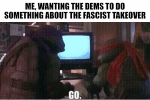 Six panels show two Teenage Mutant Ninja Turtles watching a video game on a TV. The turtle on the left, wearing a purple…