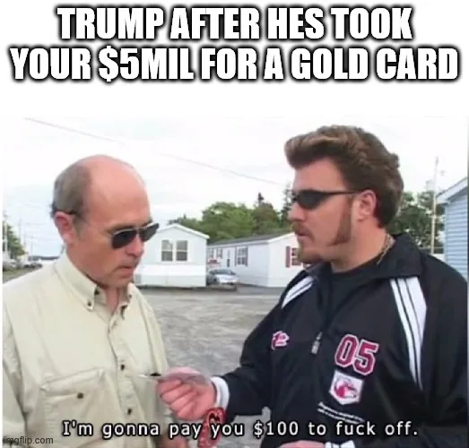 Two men stand outdoors, one balding man in a beige shirt and sunglasses looks down while the other man in a black jacket…