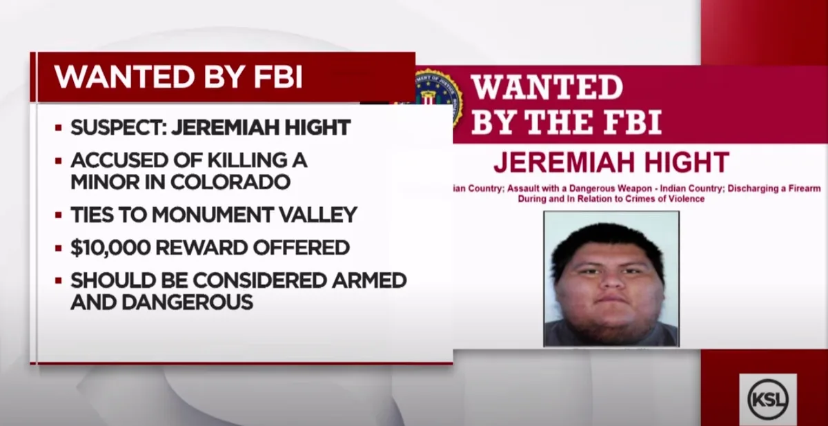The image displays two FBI wanted posters for Jeremiah Hight, one on the left with bullet points listing his alleged crimes…