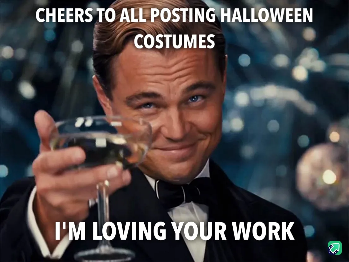 A man in a tuxedo holding a champagne glass and smiling while toasting, with white text overlaid that reads 'CHEERS TO ALL…