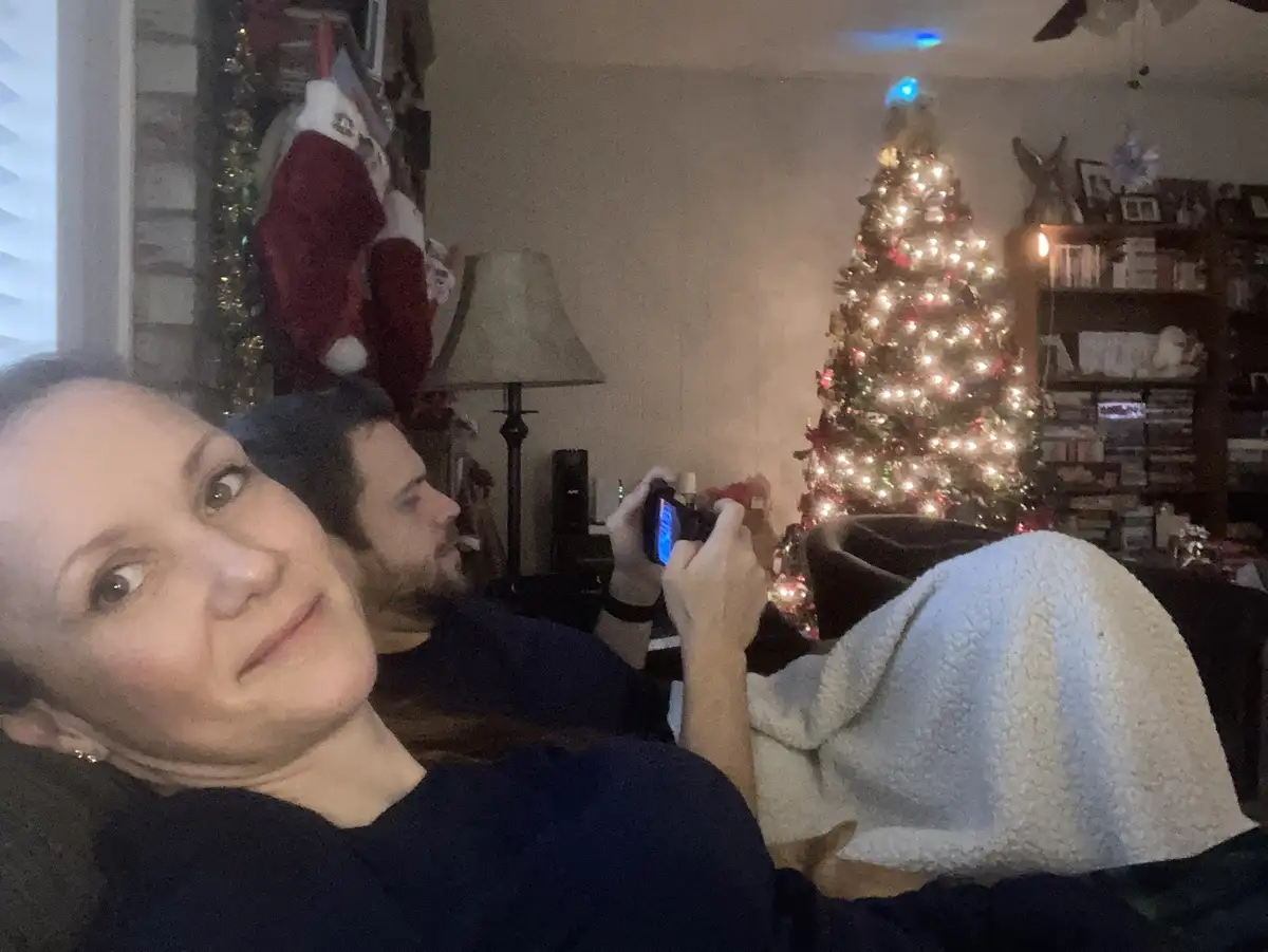 Capturing the Magic: Christmas Selfie While We Await the Kids' Excitement