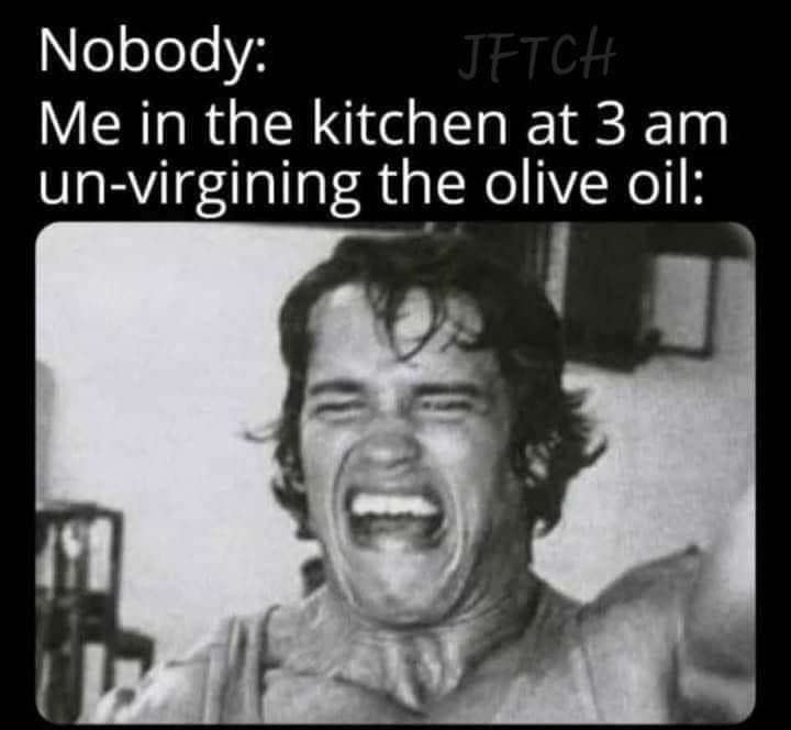 A black-and-white photo of Arnold Schwarzenegger with an exaggerated, screaming expression. Text above reads 'Nobody: Me in…
