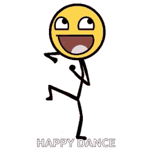 Six identical cartoon stick figures with yellow circular heads and wide grins are arranged in two rows of three, each…