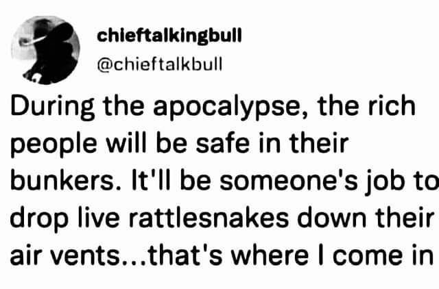 A black-and-white image shows a Twitter profile header with the username 'chieftalkingbull' and handle '@chieftalkbull'…