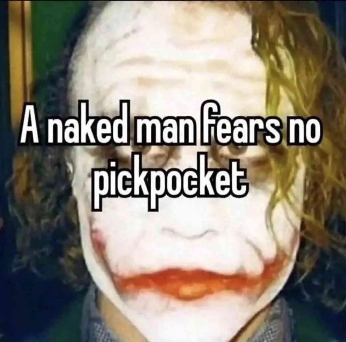 A close-up image of the Joker from The Dark Knight, with white face paint, red lips, and dark eyes, overlaid with the text…