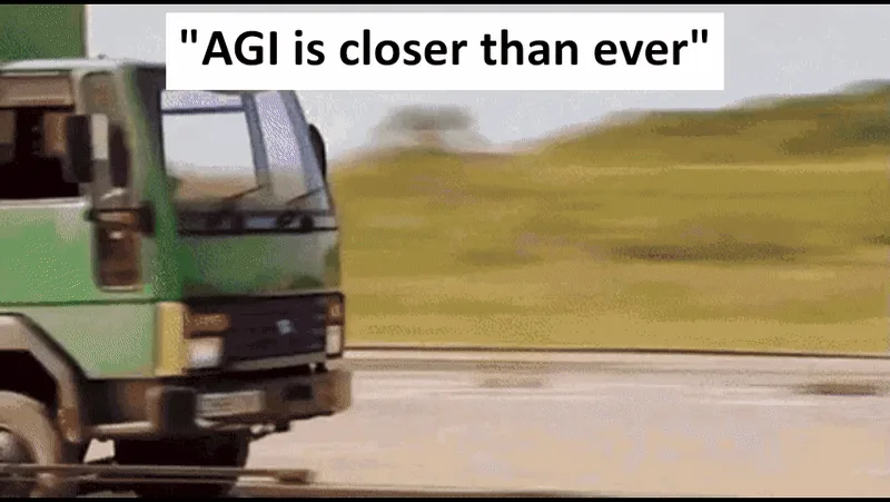 A six-panel image sequence shows a green truck progressively getting closer to the viewer, starting from a distant roadside…