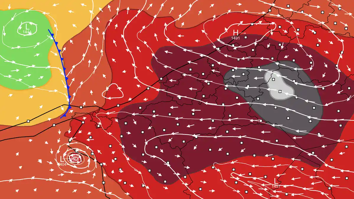 A weather map displays multiple pressure systems, including a very low-pressure system labeled 'L 404' surrounded by…