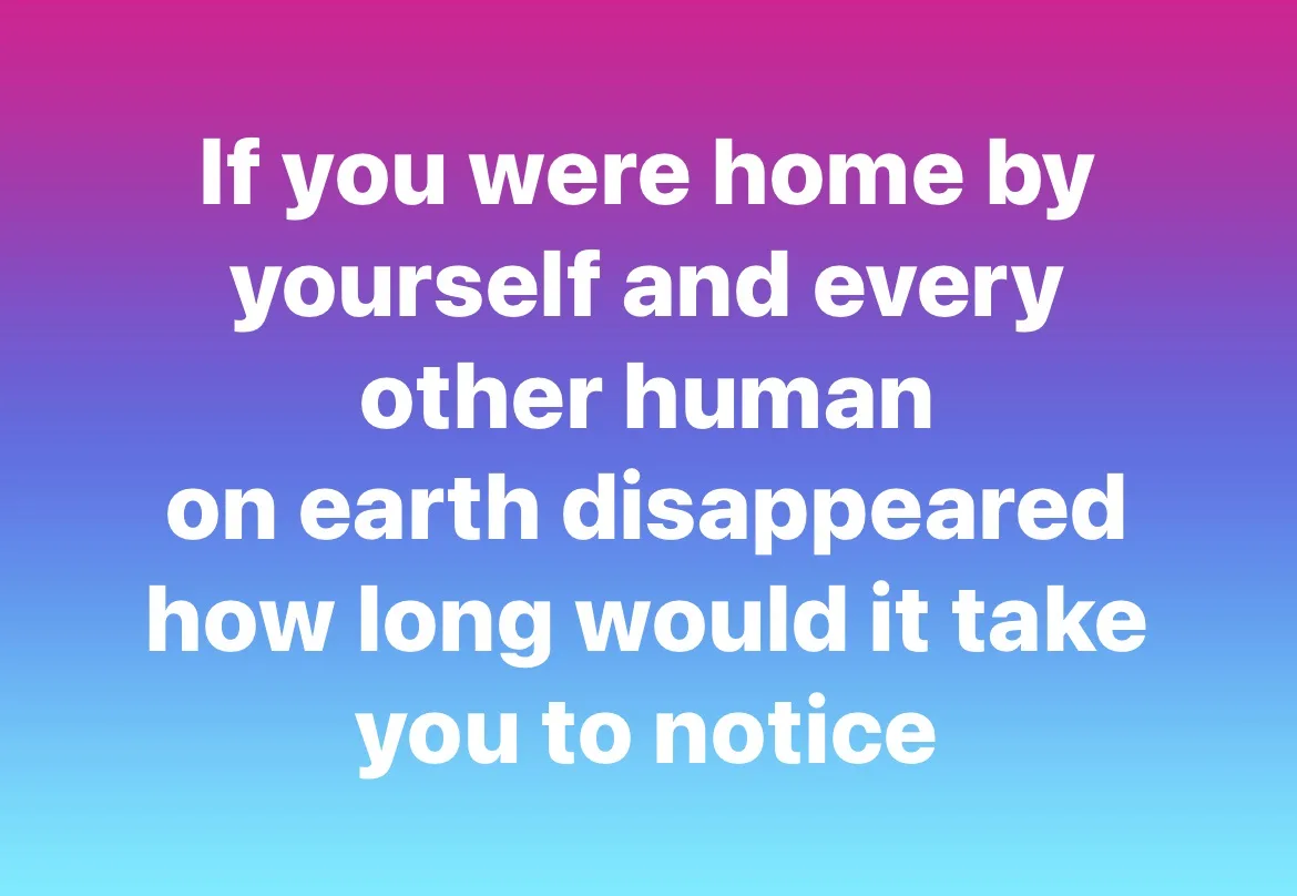 A gradient background transitioning from magenta to cyan displays white text posing a hypothetical question about human…
