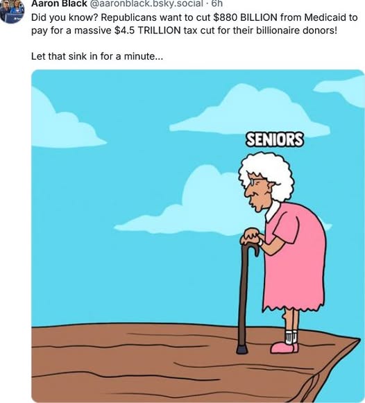 A cartoon illustration shows an elderly woman with white hair, wearing a pink dress and holding a cane, standing on the edge…