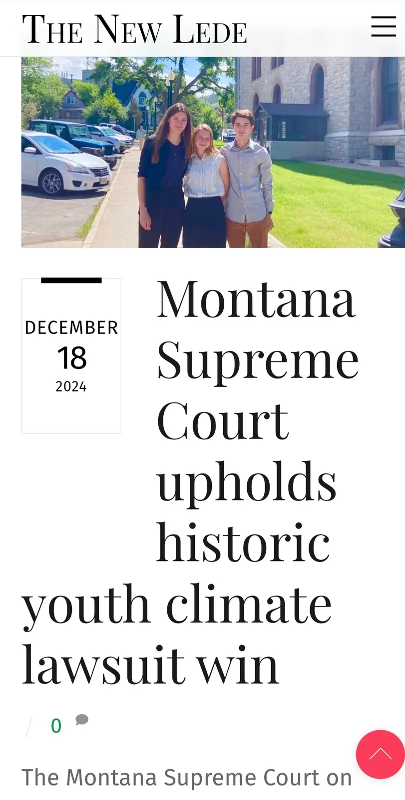 A screenshot of a fake news article from 'The New Lede' dated December 18, 2024, featuring a photo of three young people…