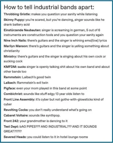 A Guide to Distinguishing Between Industrial Bands