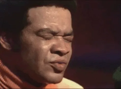 A six-panel meme showing singer James Brown in an orange turtleneck, progressively more intense in his performance, with the…