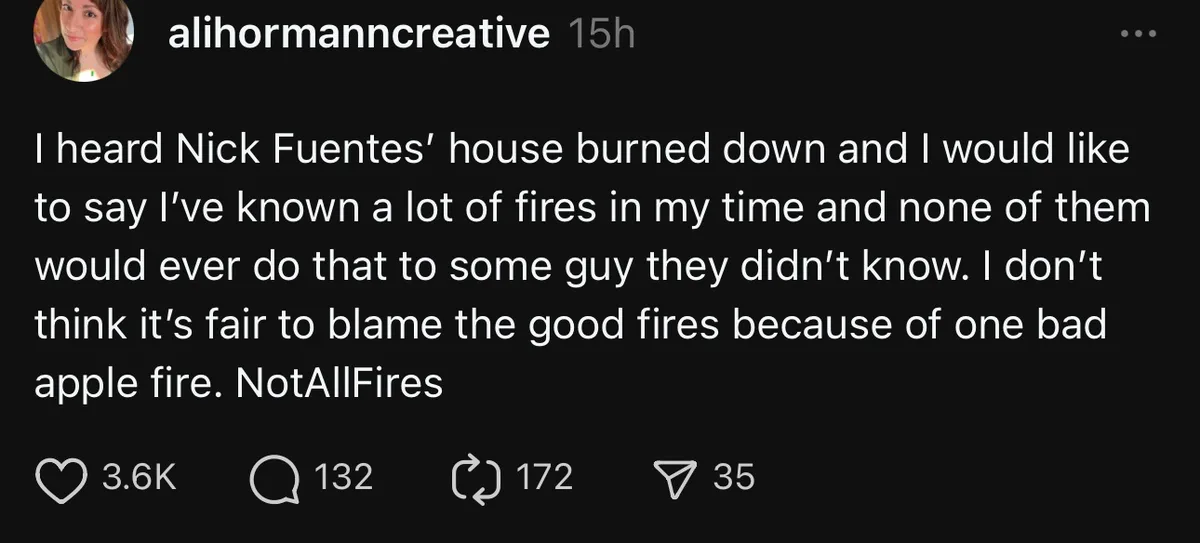 A screenshot of a social media post by user 'alihormanncreative' with white text on a black background. The text is a…