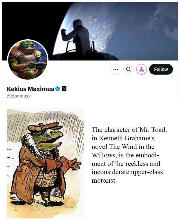 Great choice of icon, Mr. Musk! What a statement!