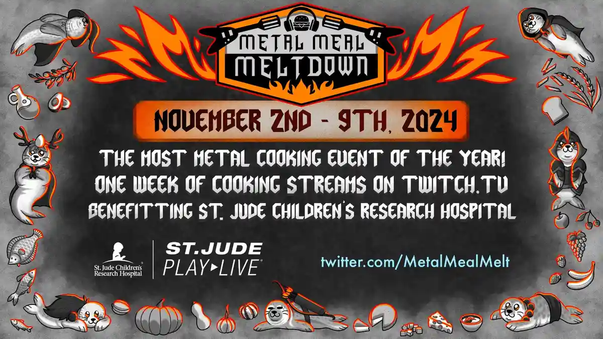 A promotional poster for 'Metal Meal Meltdown,' an event from November 2nd-9th, 2024, featuring cartoon seals in various…