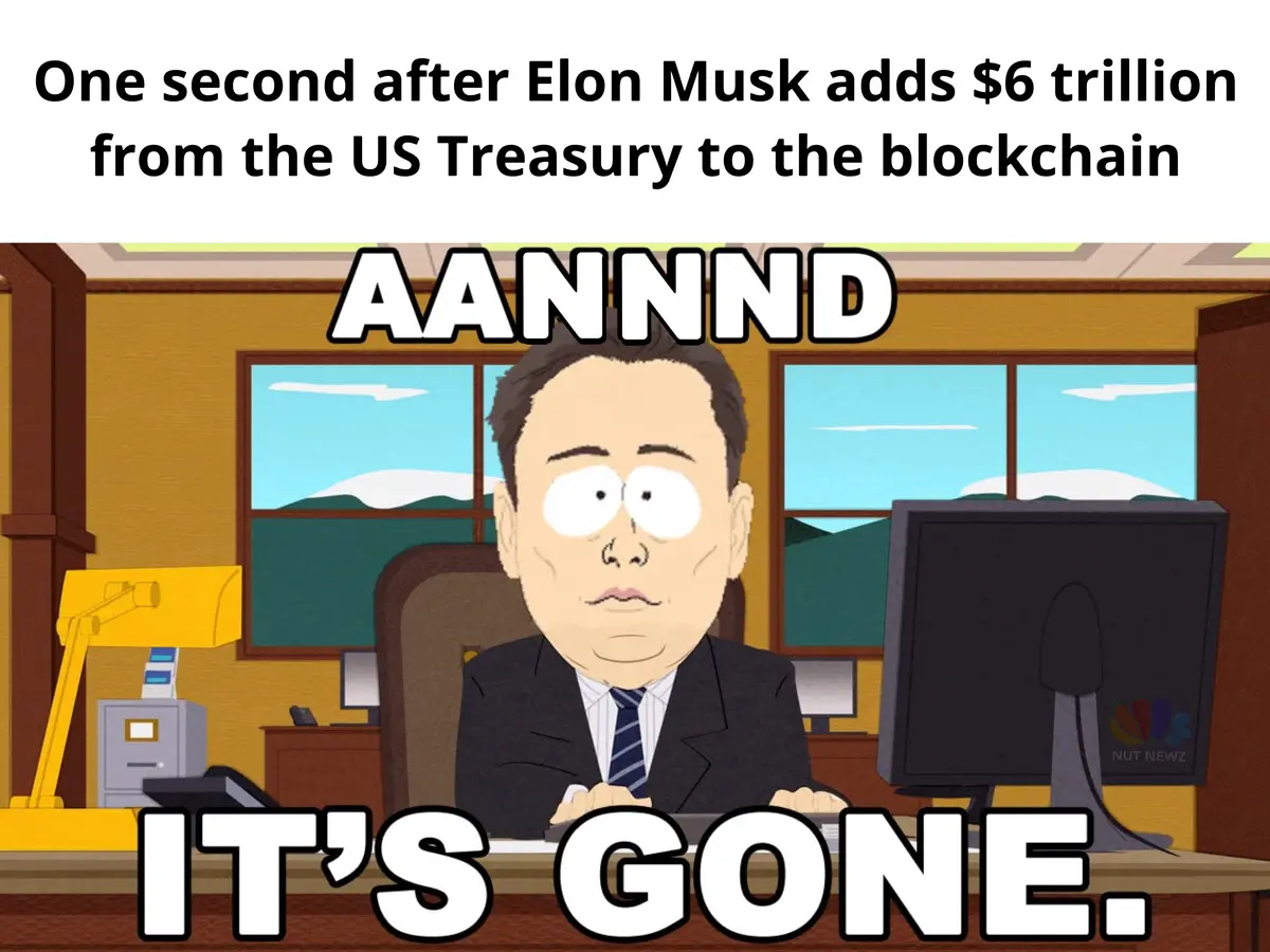 The image shows a cartoon man in a suit sitting at a desk in an office, looking shocked with wide eyes. Overlaid text reads…