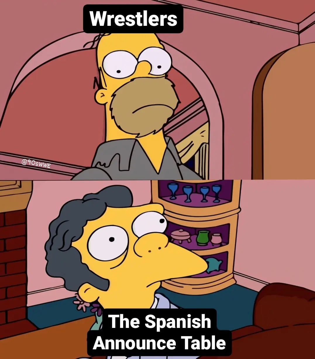 The image is a two-panel meme featuring Homer Simpson. In the top panel, Homer looks confused or unimpressed, with the text…