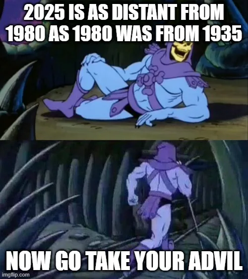 The image is a two-panel meme featuring the animated character Skeletor from 'He-Man and the Masters of the Universe'. In…