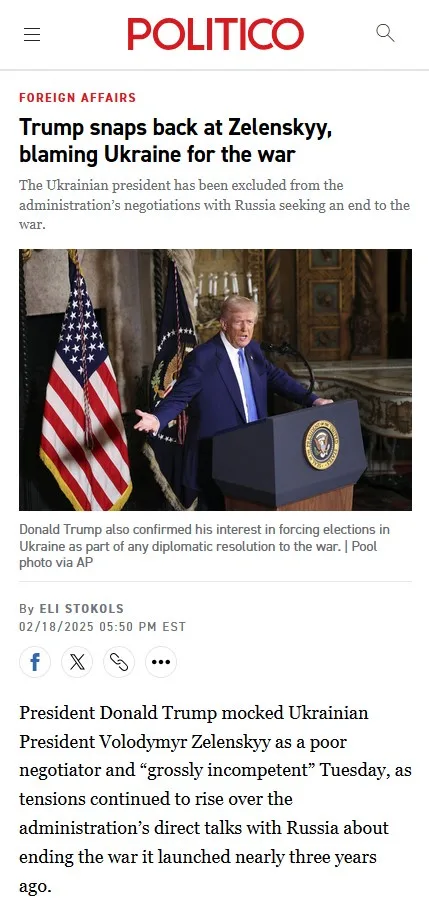 A screenshot of a Politico news article shows Donald Trump at a podium with an American flag behind him, gesturing as he…