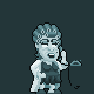 A pixel art character with spiky hair and glasses is shown in six panels, each depicting them holding a phone receiver to…