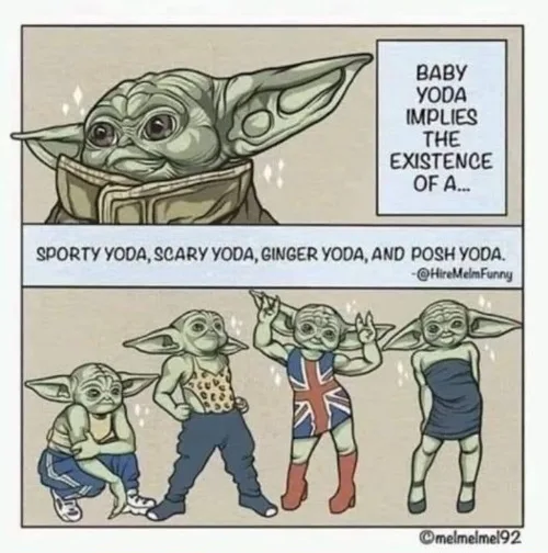 The image is a two-panel meme featuring Baby Yoda. In the top panel, Baby Yoda looks thoughtful with a speech bubble stating…
