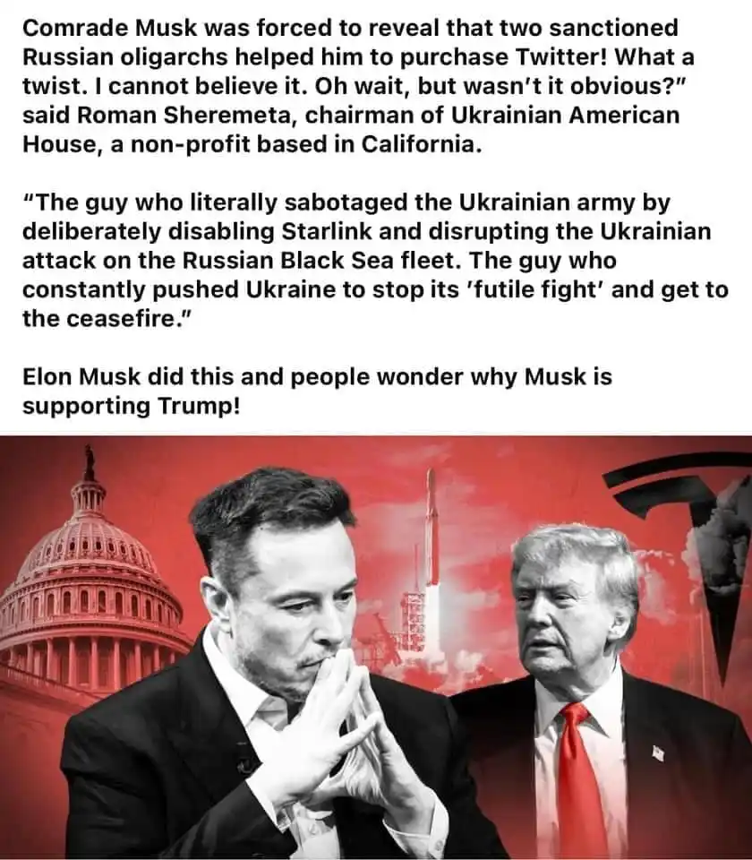 The image shows two men, Elon Musk on the left with hands clasped near his mouth, and Donald Trump on the right, against a…