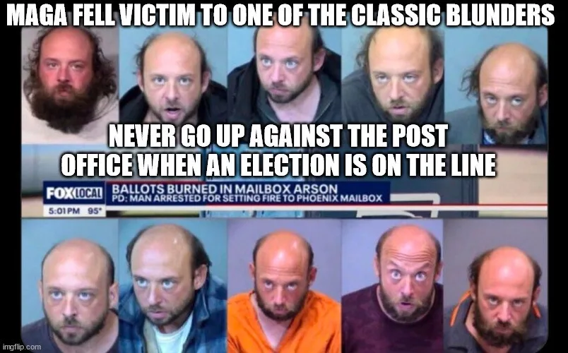 The image displays a collage of ten mugshot-style photos of the same balding man with a beard, showing various expressions…