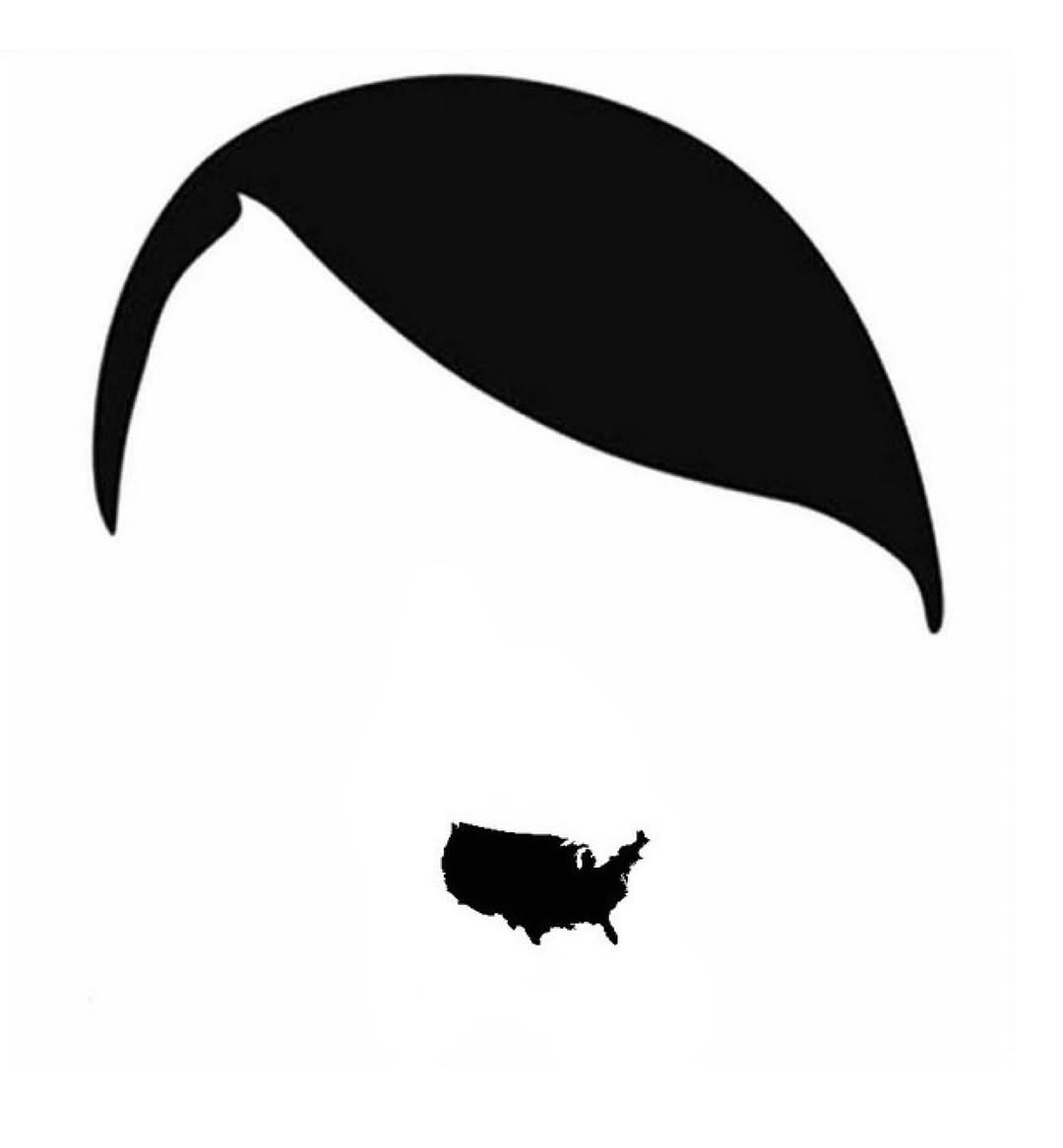 A minimalist black silhouette of a sharply styled, upward-swept hairdo dominates the top half of the image, while a small…