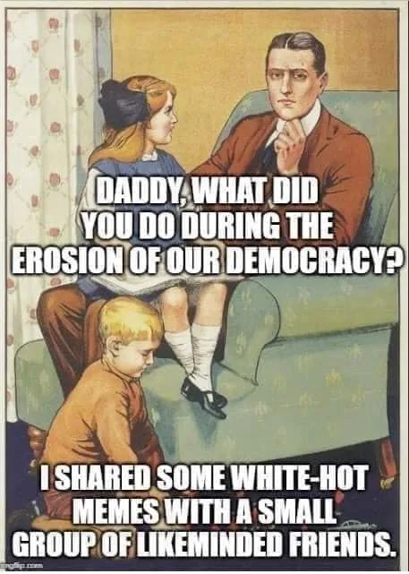 A vintage-style illustration shows a father sitting in a green armchair with his daughter on his lap and his son kneeling in…