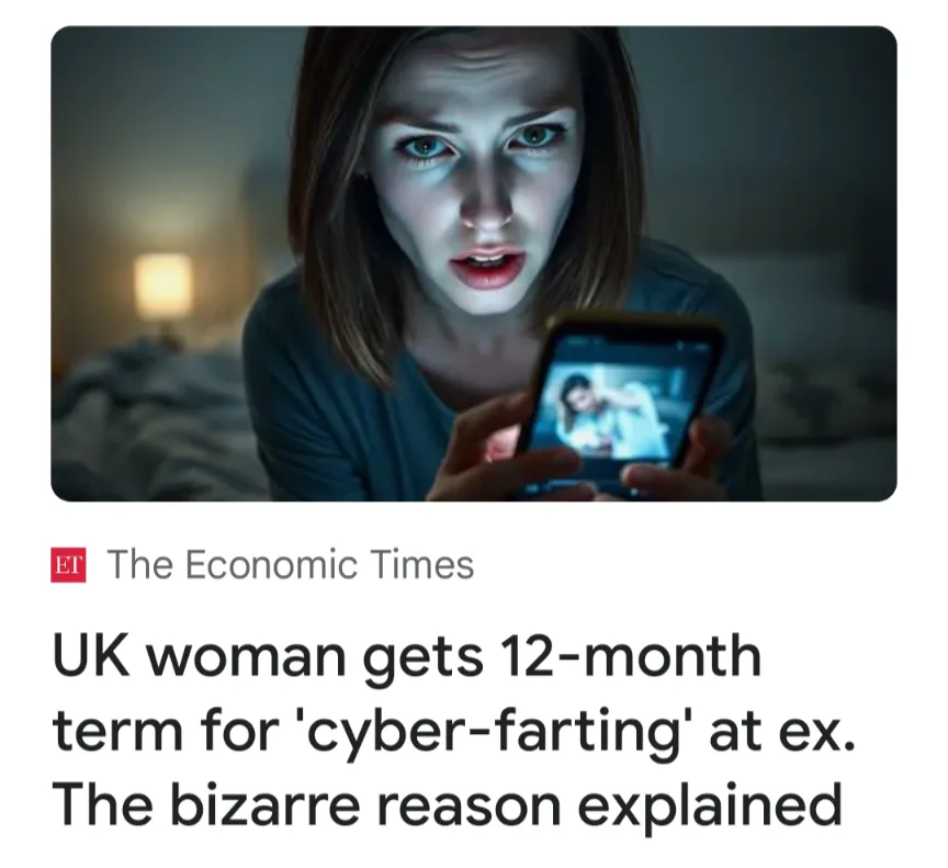 A woman with a horrified expression stares at her phone, which displays a video of herself. Below the image is a news…