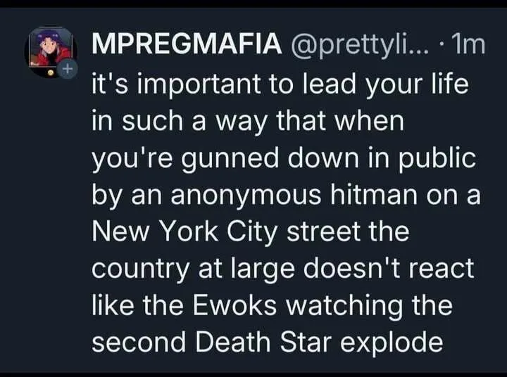 A screenshot of a tweet from user MPREGMAFIA showing a dark background with white text. The text humorously advises leading…
