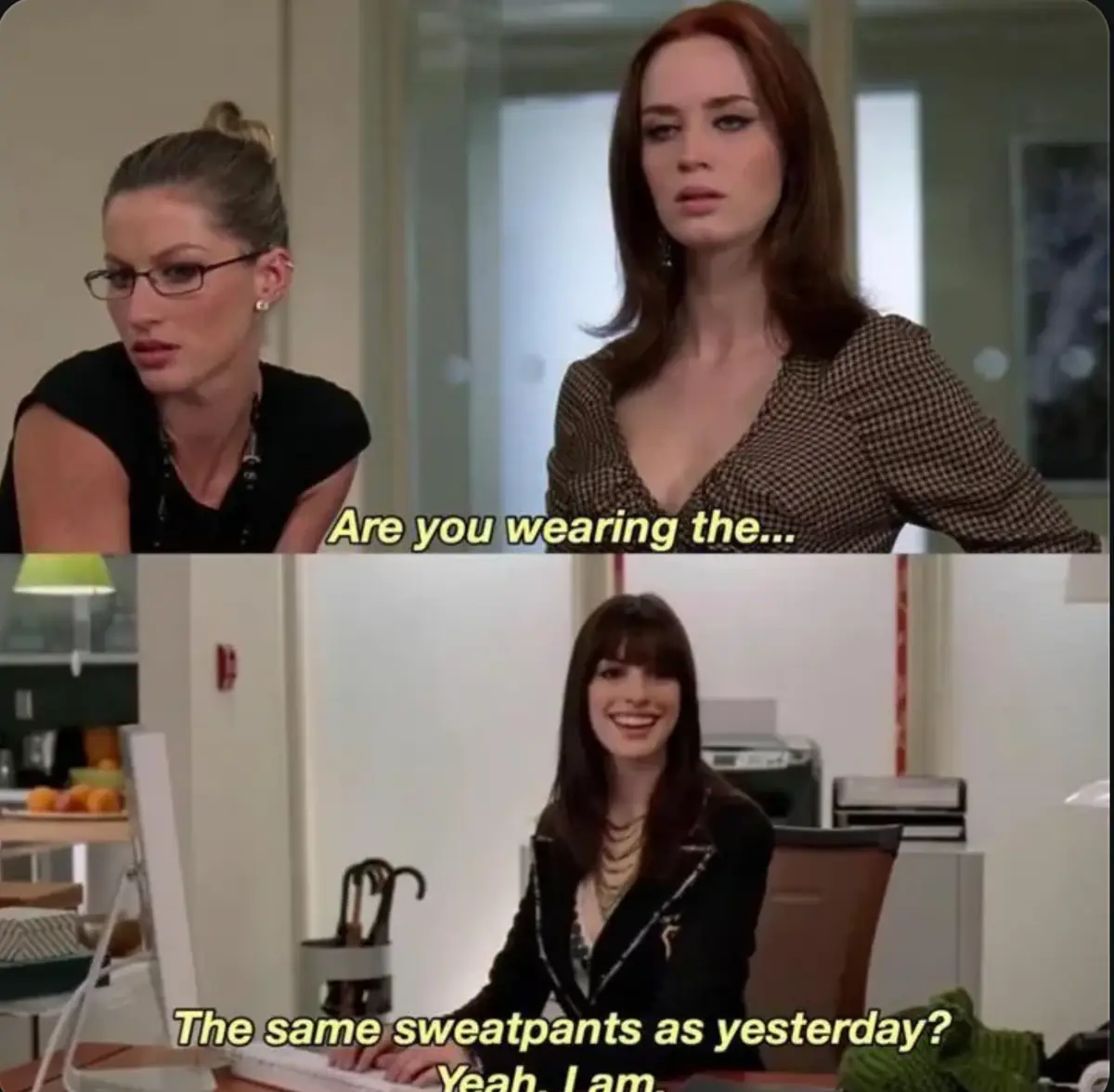 The image is a two-panel meme from the TV show 'The Office'. In the top panel, two women are shown in an office setting; one…