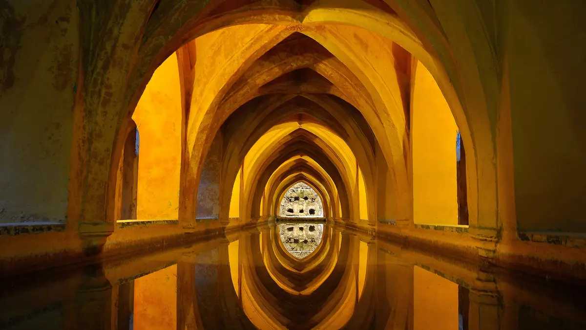 In the AlcÃÂ¡zar of Seville, a royal palace since 1364, Moorish architecture is reflected in traditional tile and mosaic…