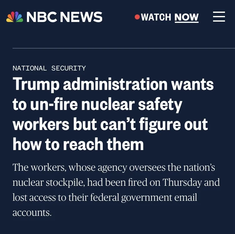 A screenshot of an NBC News article with a dark blue background and white text. The headline reads 'Trump administration…