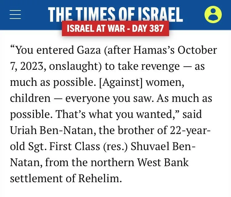 A screenshot of a news article from 'The Times of Israel' with a red banner reading 'ISRAEL AT WAR - DAY 387'. The article…
